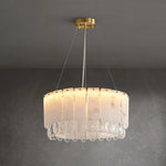 Modern Alabaster & Crystal Chandelier