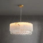 Modern Alabaster & Crystal Chandelier
