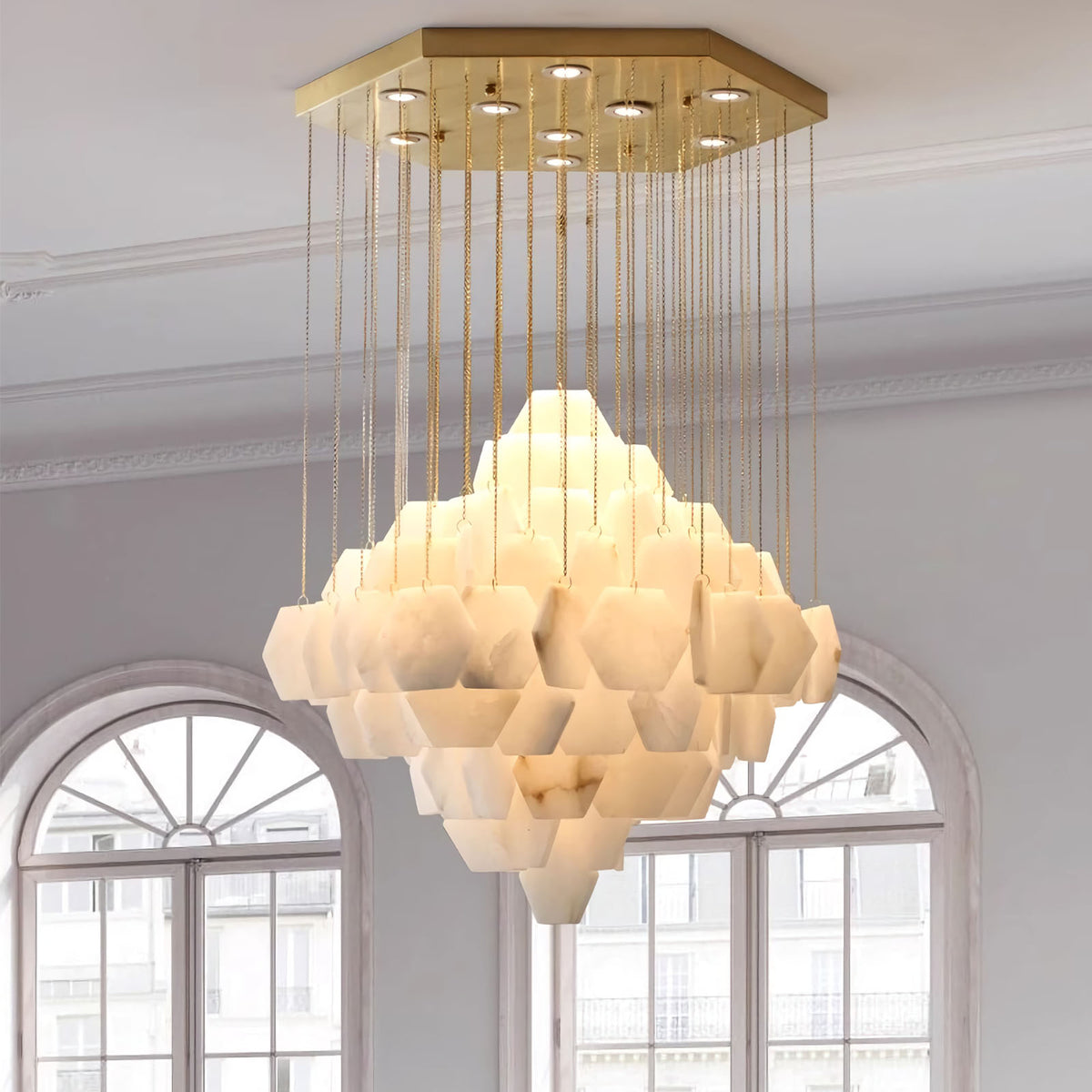 Modern Multi-layered Alabaster Chandelier