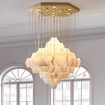 Modern Multi-layered Alabaster Chandelier