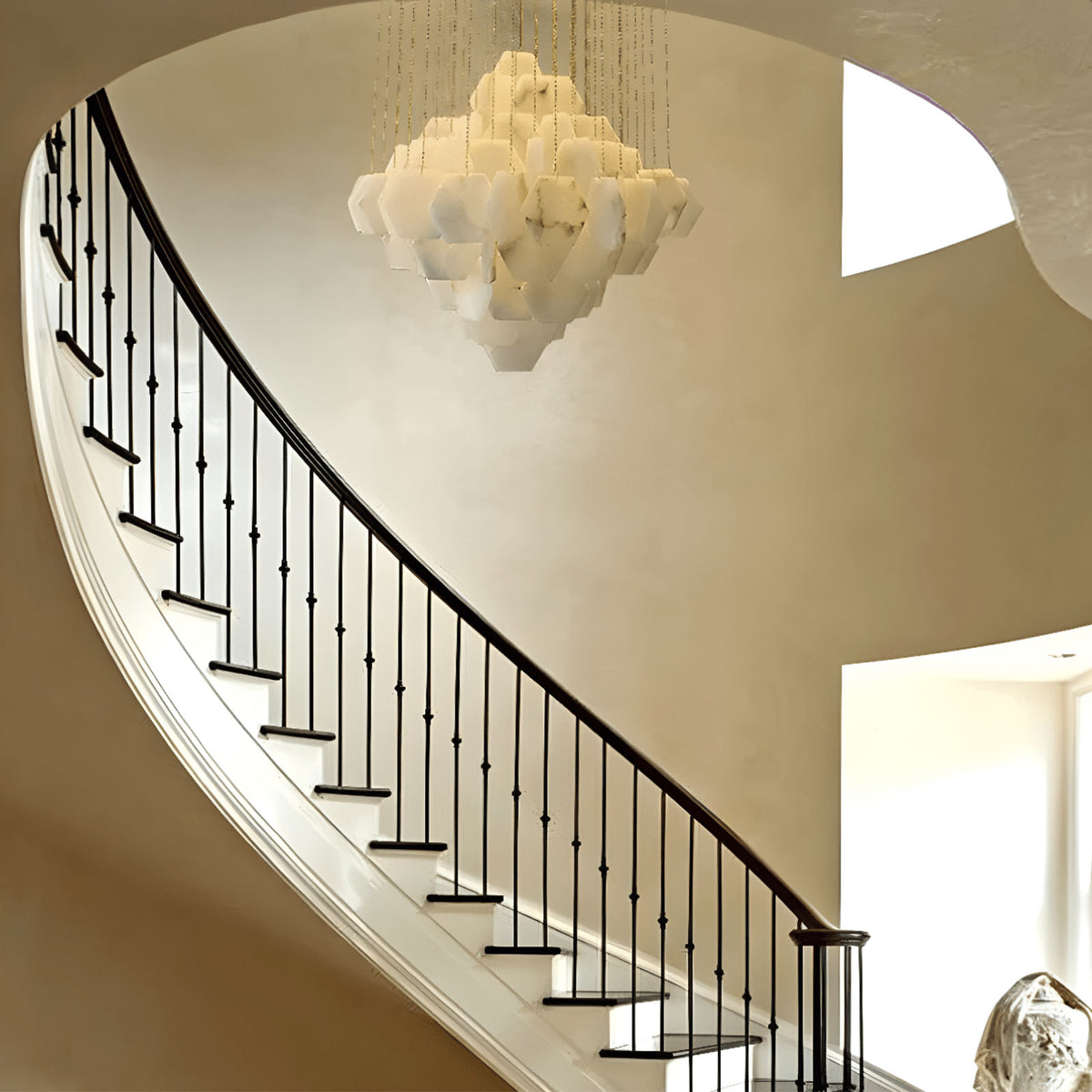 Modern Multi-layered Alabaster Chandelier