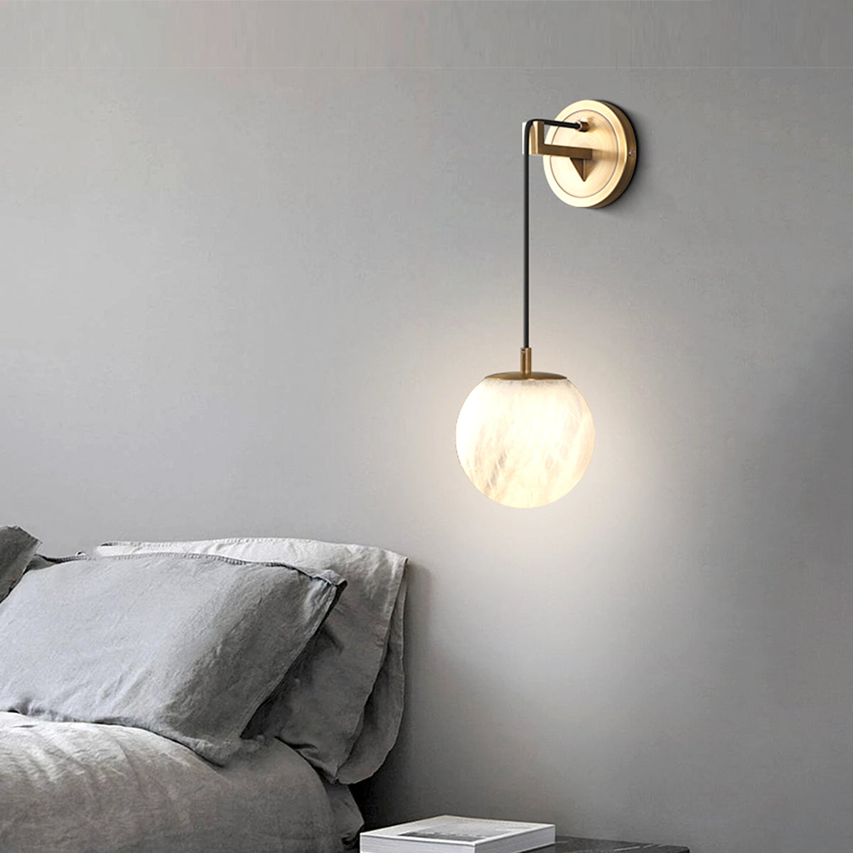 Modern Petra Alabaster Ball Wall Lamp