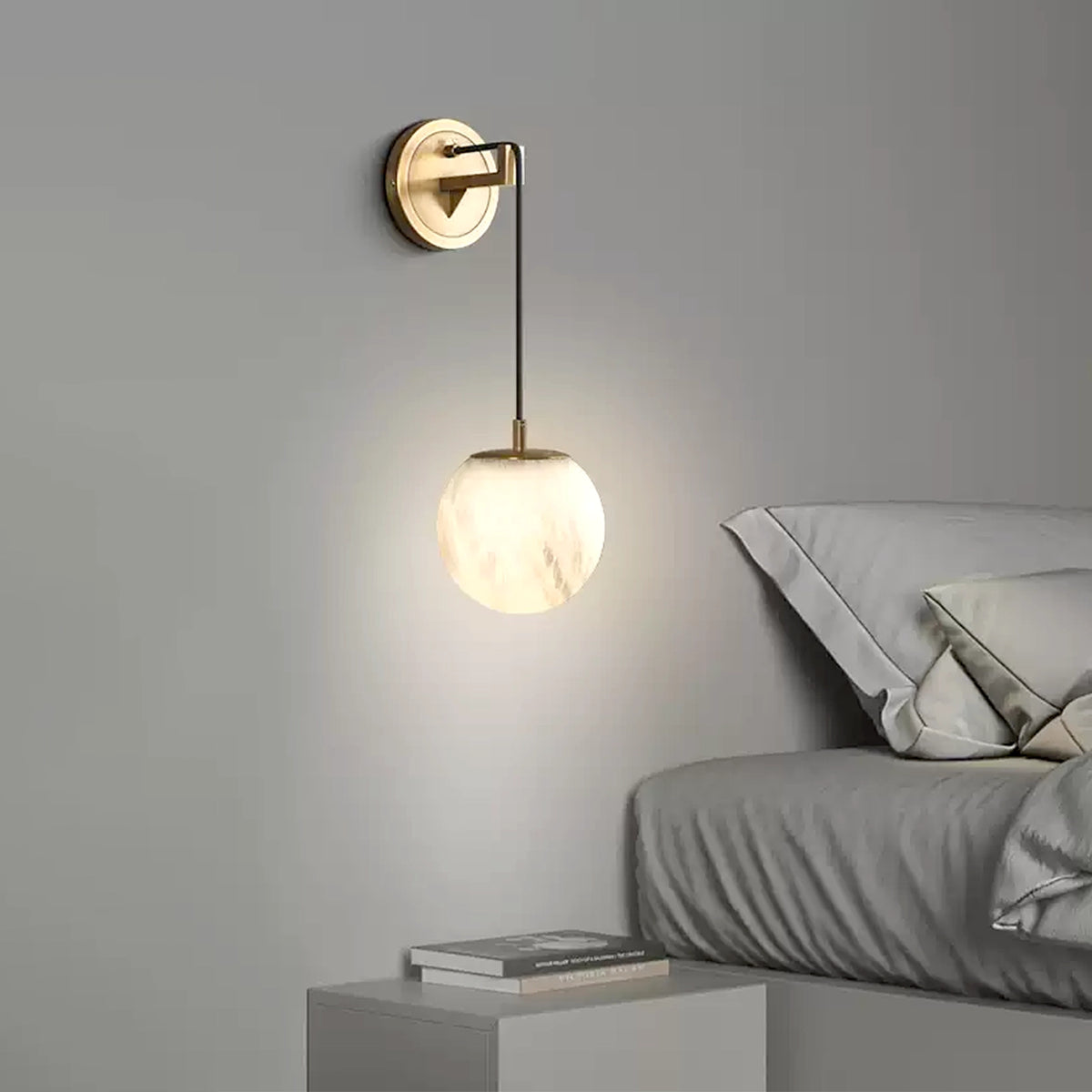 Modern Petra Alabaster Ball Wall Lamp