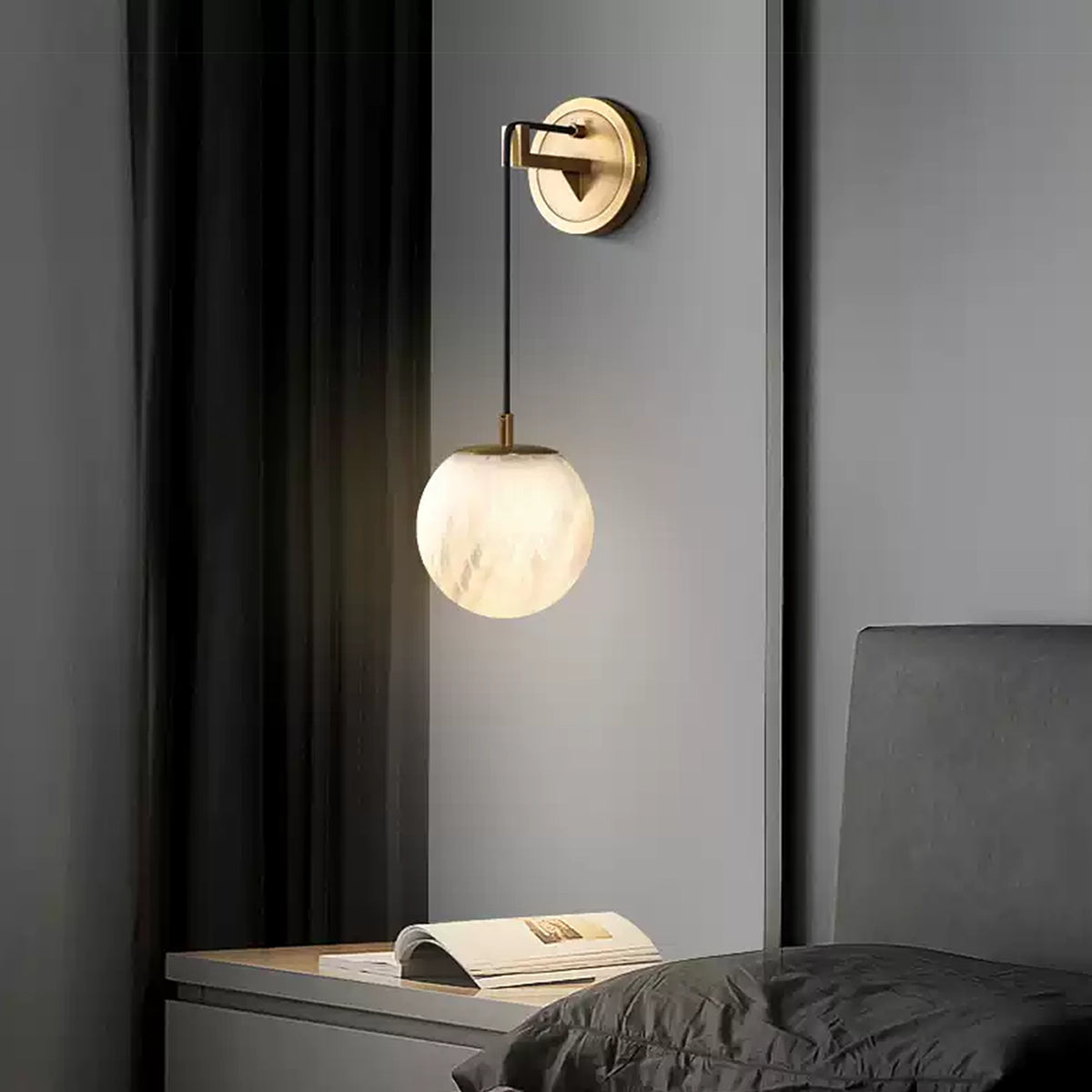 Modern Petra Alabaster Ball Wall Lamp
