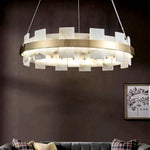 Modern Round AlabasterHalo Chandelier