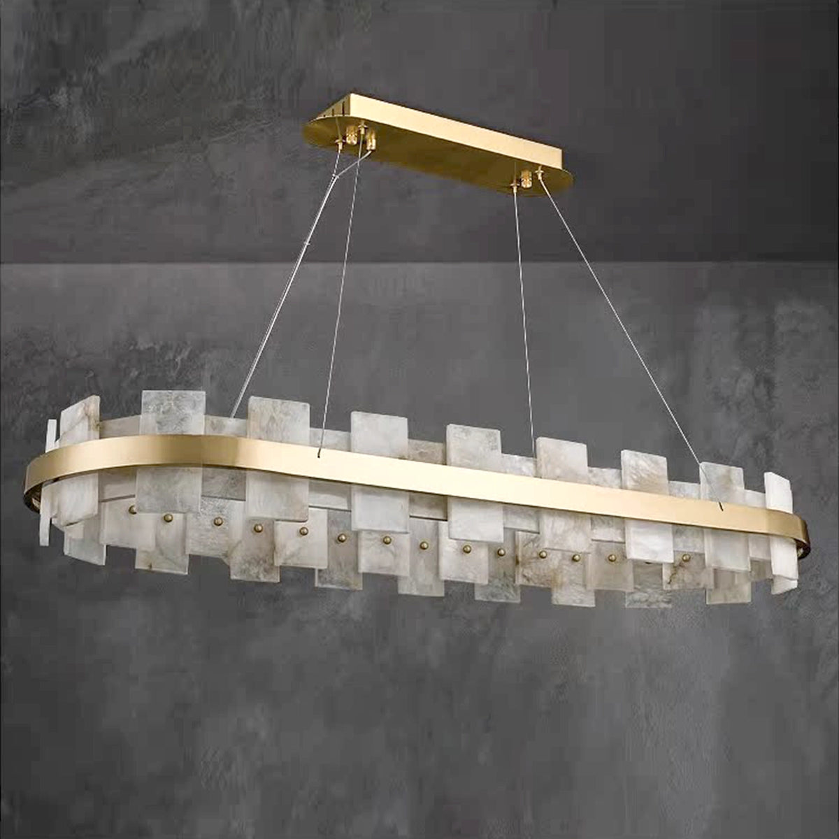 Modern Round AlabasterHalo Chandelier