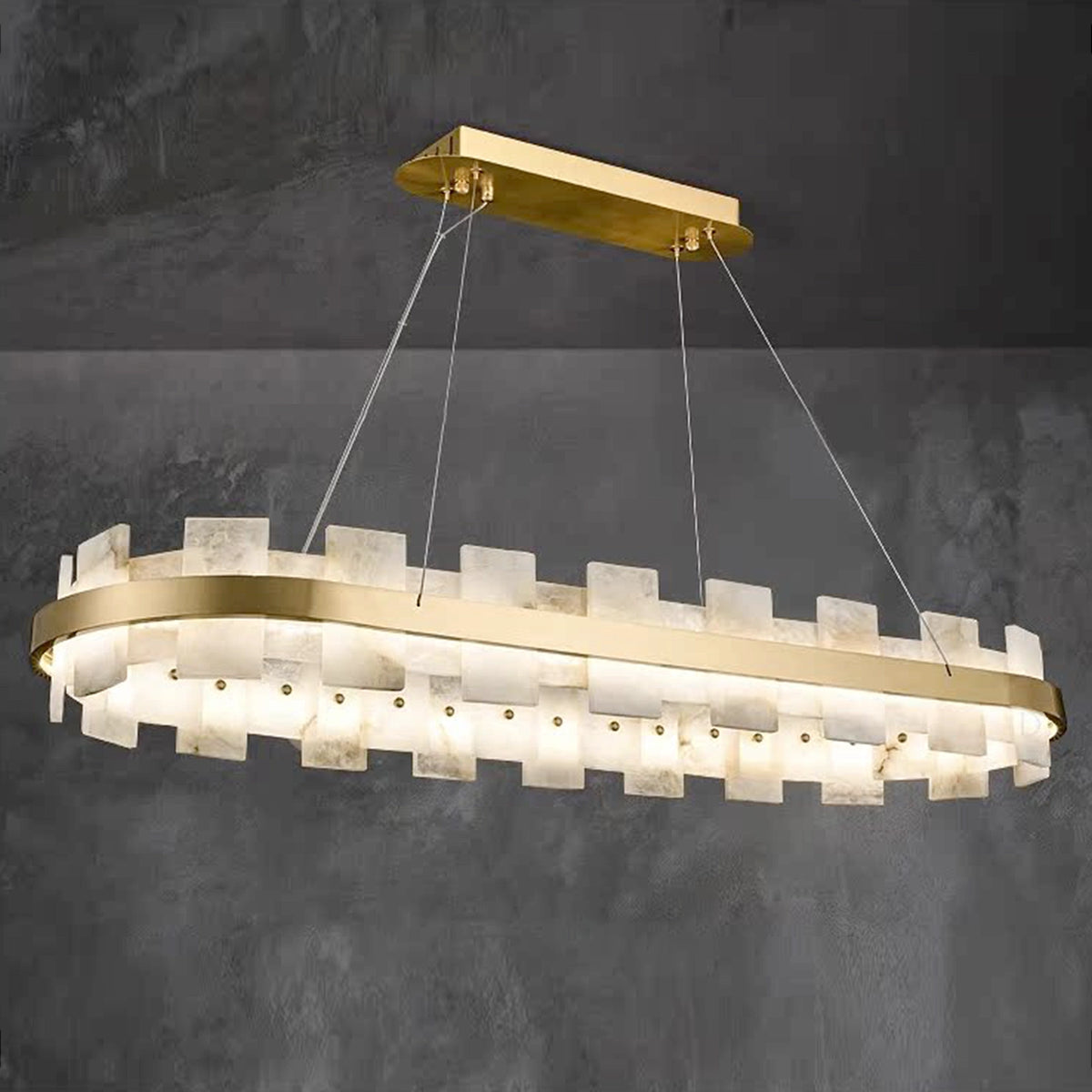 Modern Round AlabasterHalo Chandelier