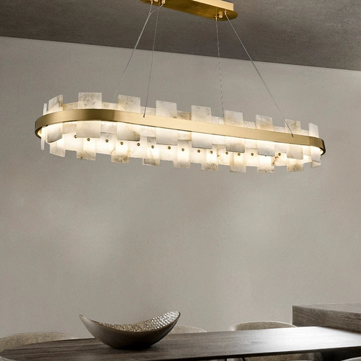 Modern Round AlabasterHalo Chandelier