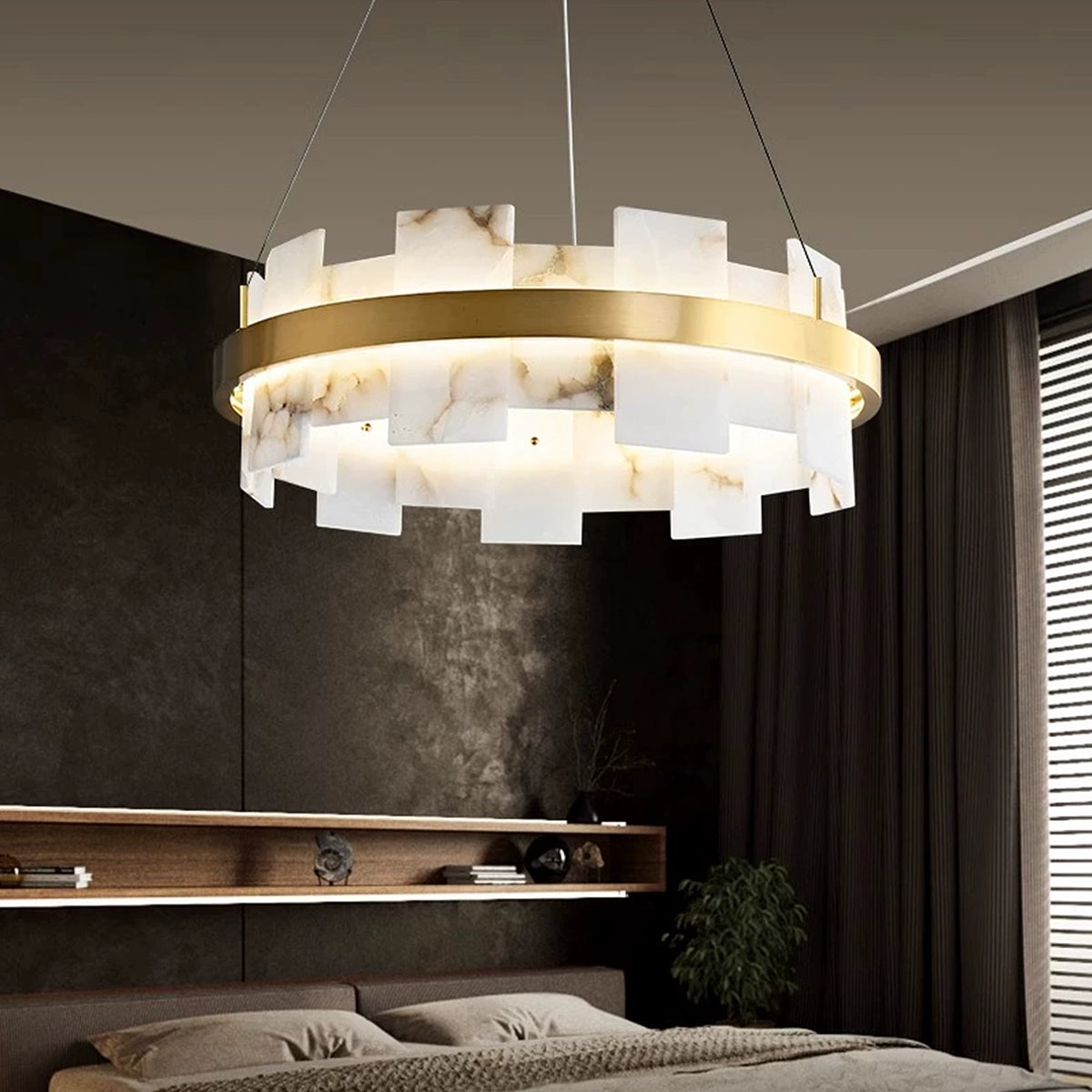 Modern Round AlabasterHalo Chandelier