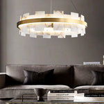 Modern Round AlabasterHalo Chandelier