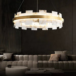 Modern Round AlabasterHalo Chandelier