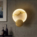 Modern Round Frame Alabaster Wall Light