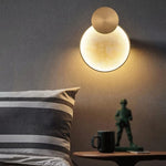 Modern Round Frame Alabaster Wall Light