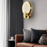 Modern Round Frame Alabaster Wall Light