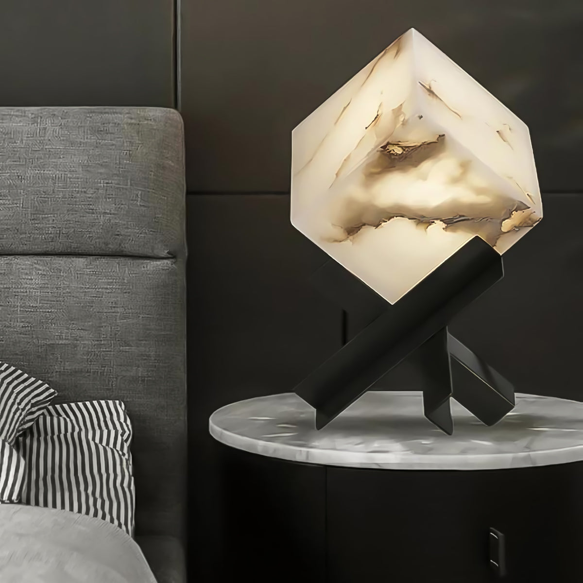 SquareTexture Alabaster Table Lamp