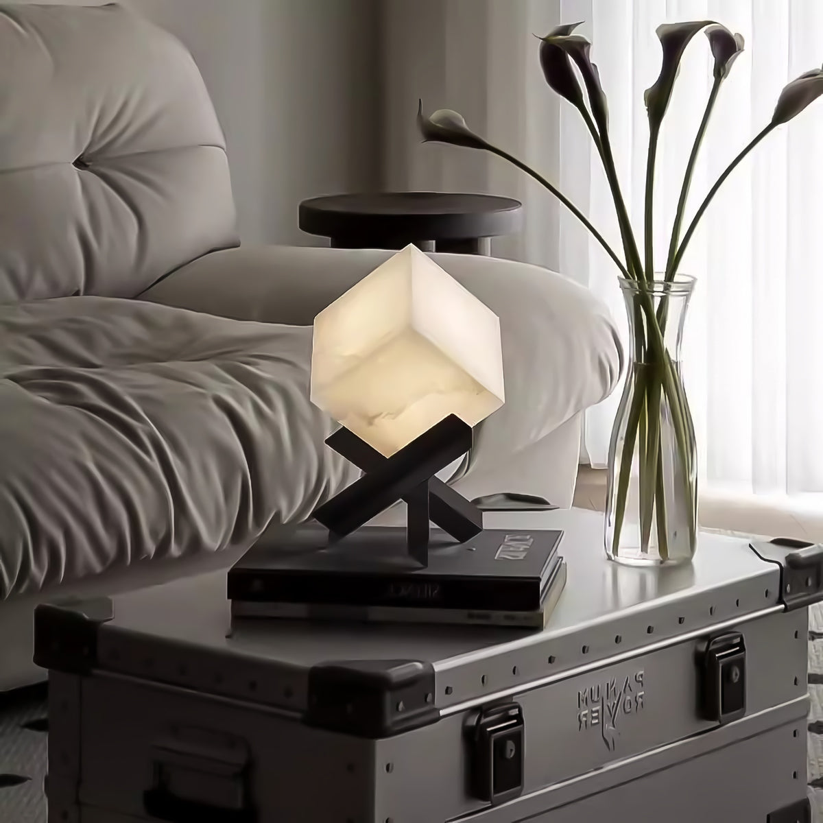 SquareTexture Alabaster Table Lamp