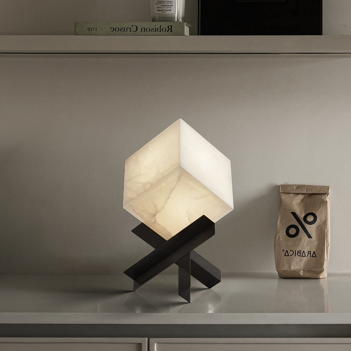 SquareTexture Alabaster Table Lamp