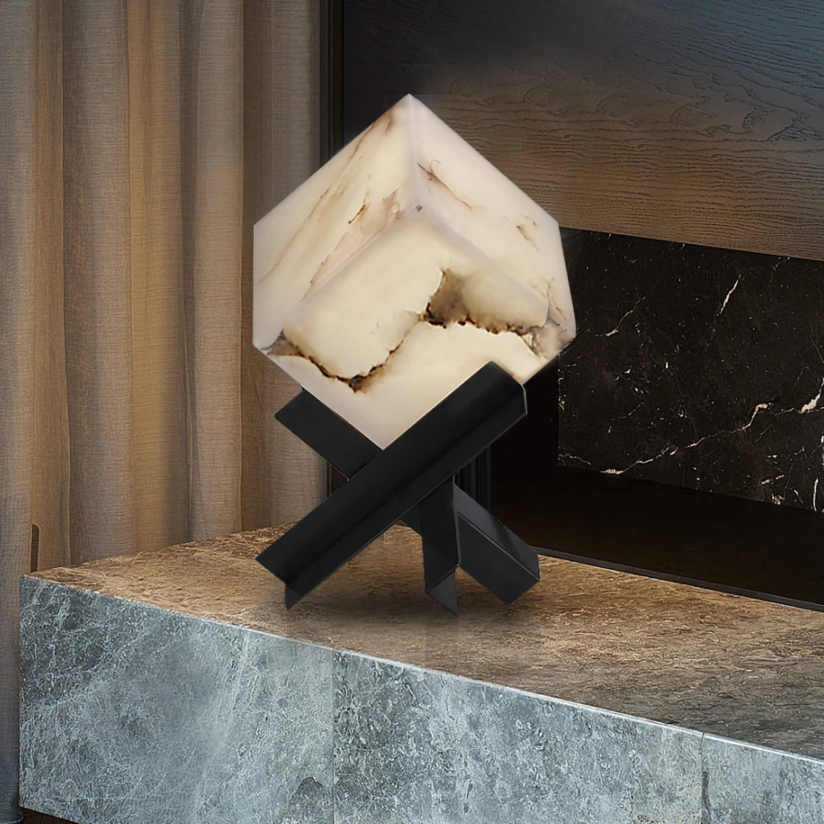 SquareTexture Alabaster Table Lamp