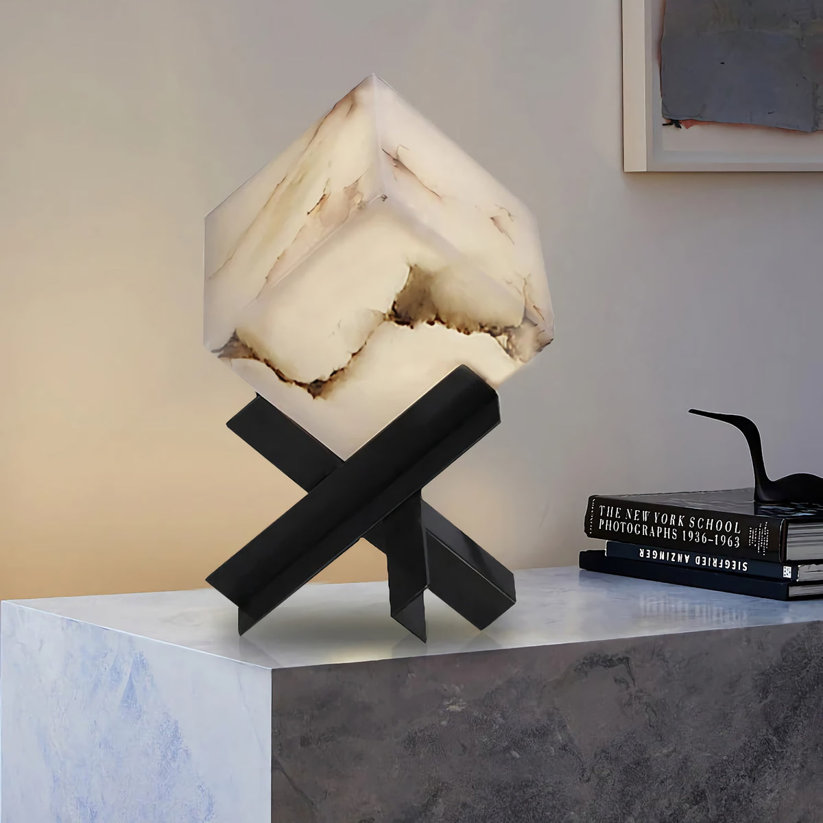 SquareTexture Alabaster Table Lamp