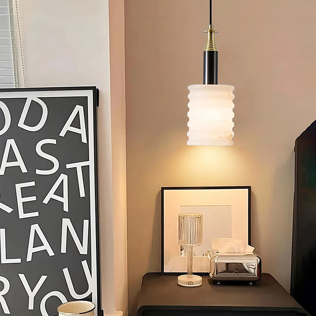 Modern cylinder Alabaster Pendant Lamp
