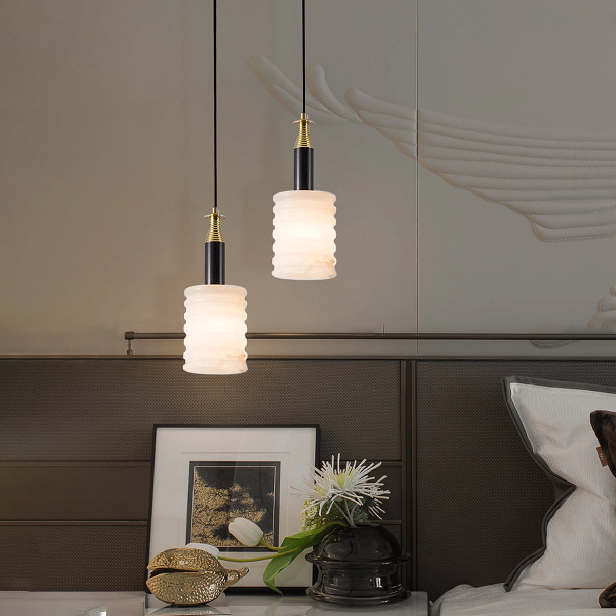 Modern cylinder Alabaster Pendant Lamp