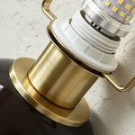 Mouchelle Mushroom Lamp | Solid Brass Hardware | Macro detail of metal threaded socket and bulb base | Severn Lighting