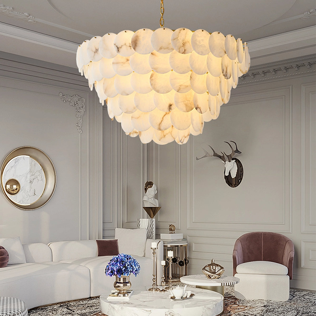 Multi-Layer Alabaster Chandelier