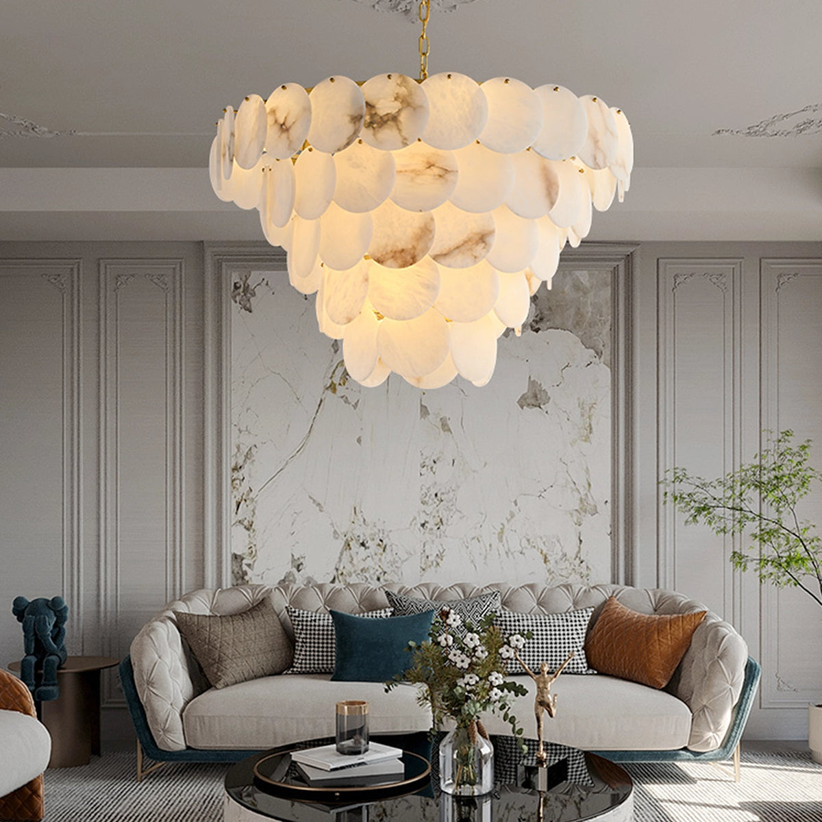 Multi-Layer Alabaster Chandelier