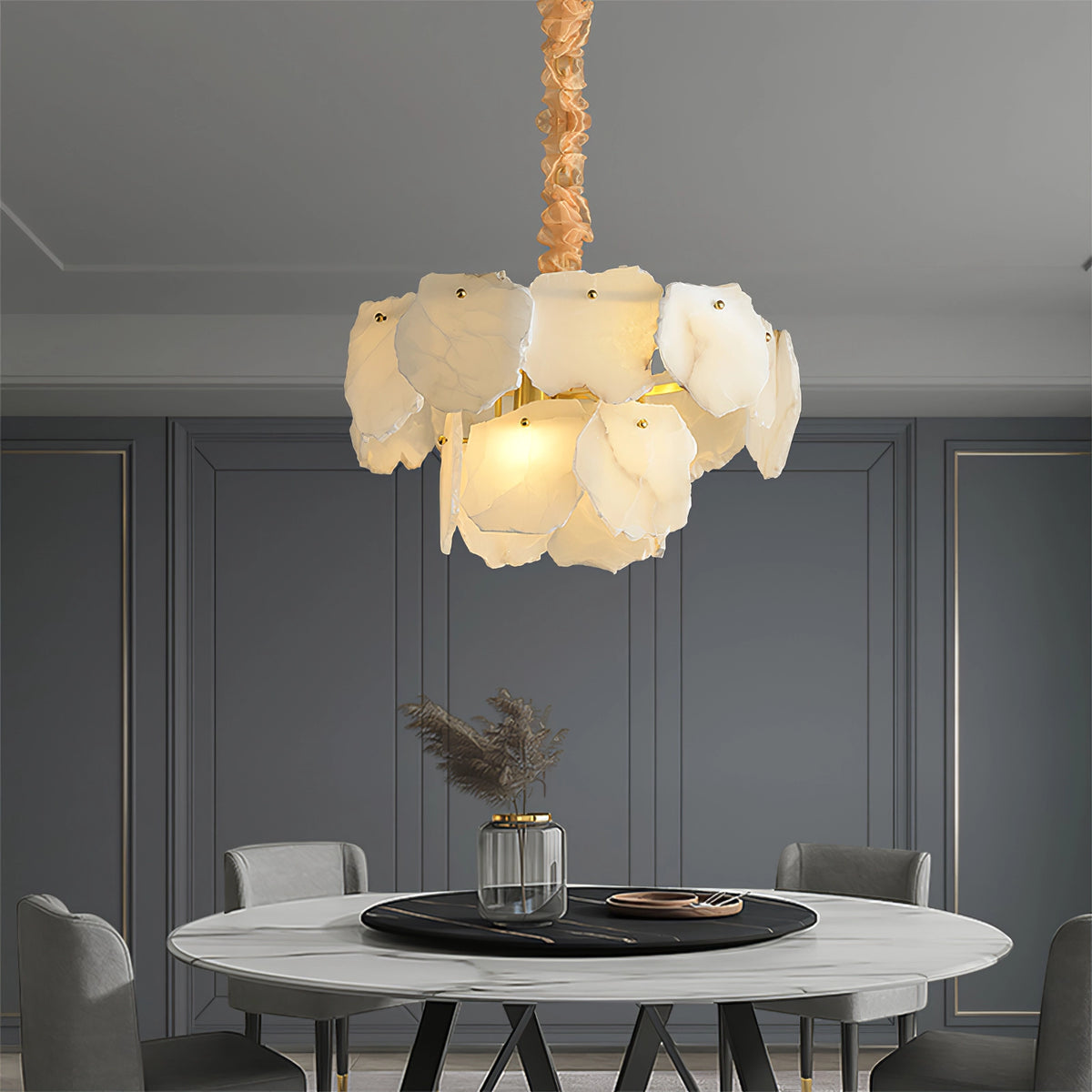 Multi-layer Alabaster Brass Chandelier