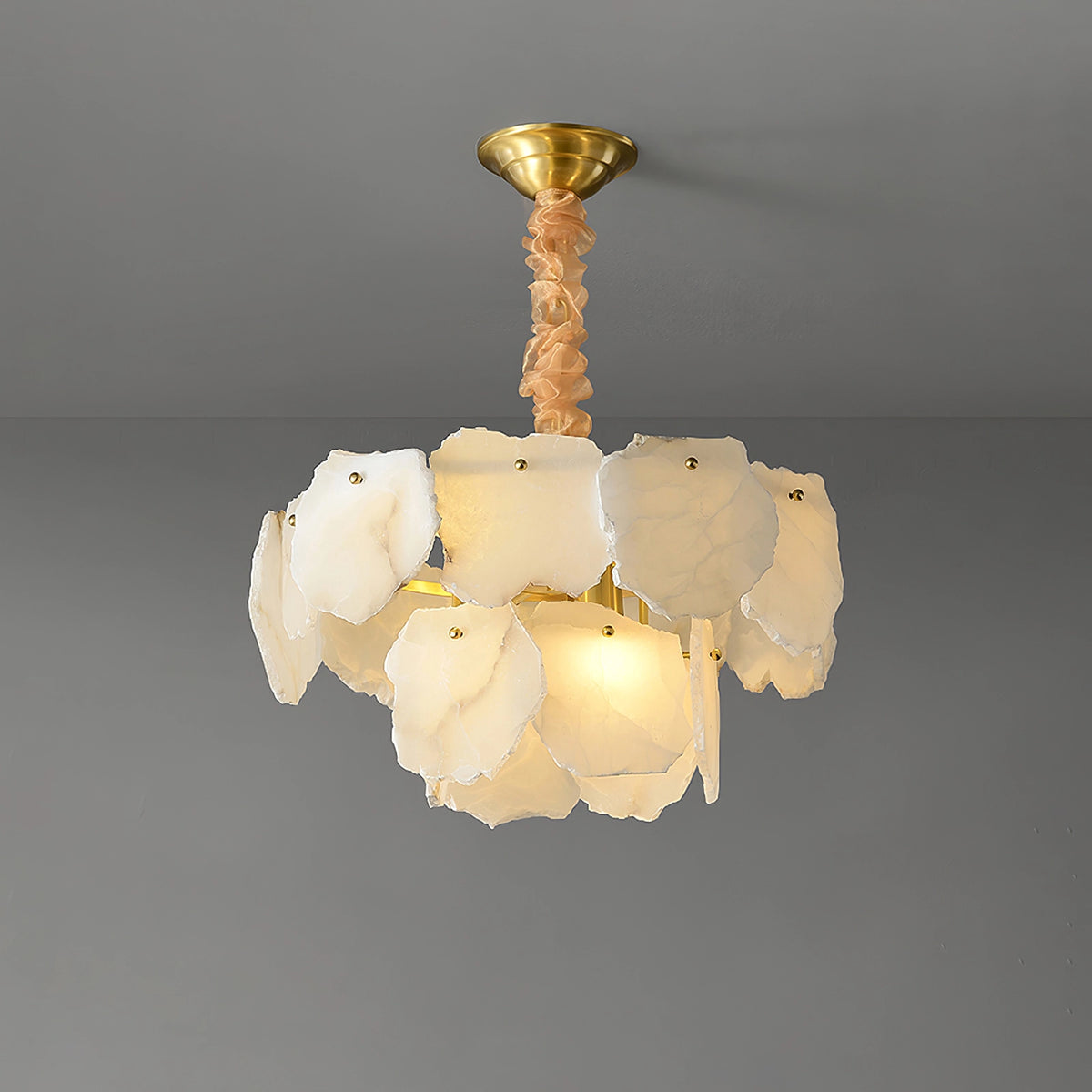 Multi-layer Alabaster Brass Chandelier