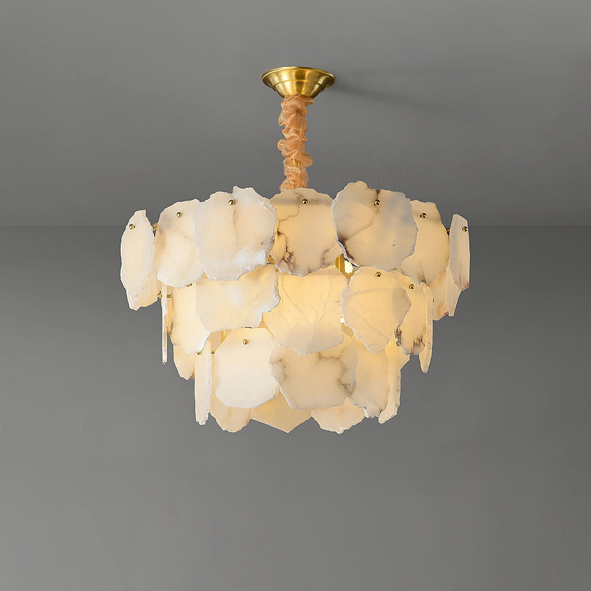 Multi-layer Alabaster Brass Chandelier