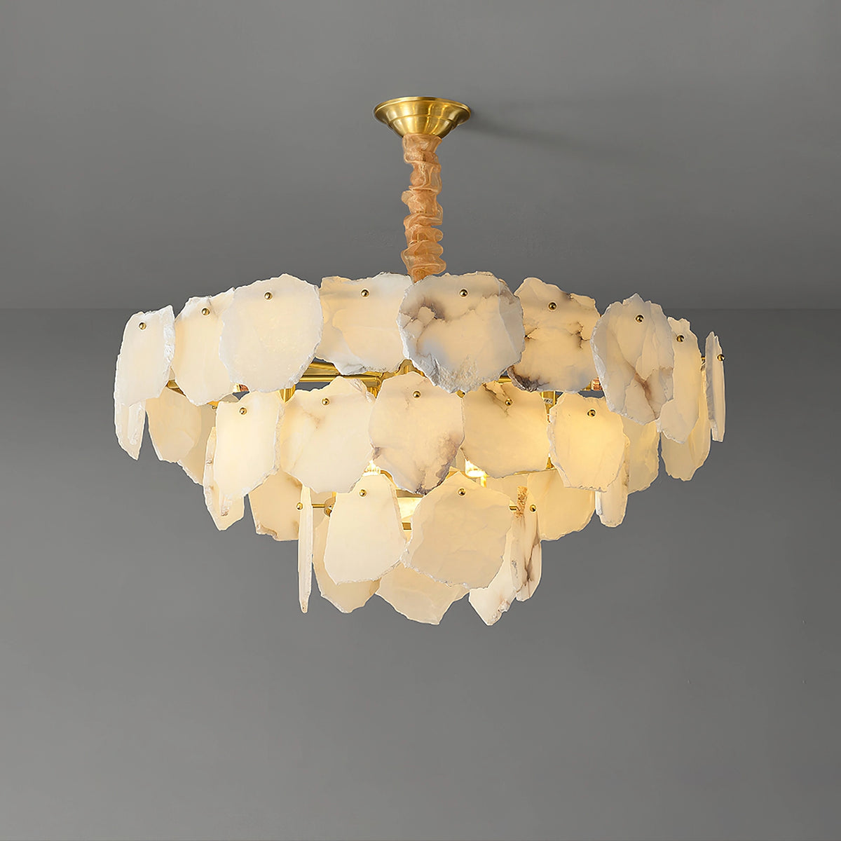 Multi-layer Alabaster Brass Chandelier