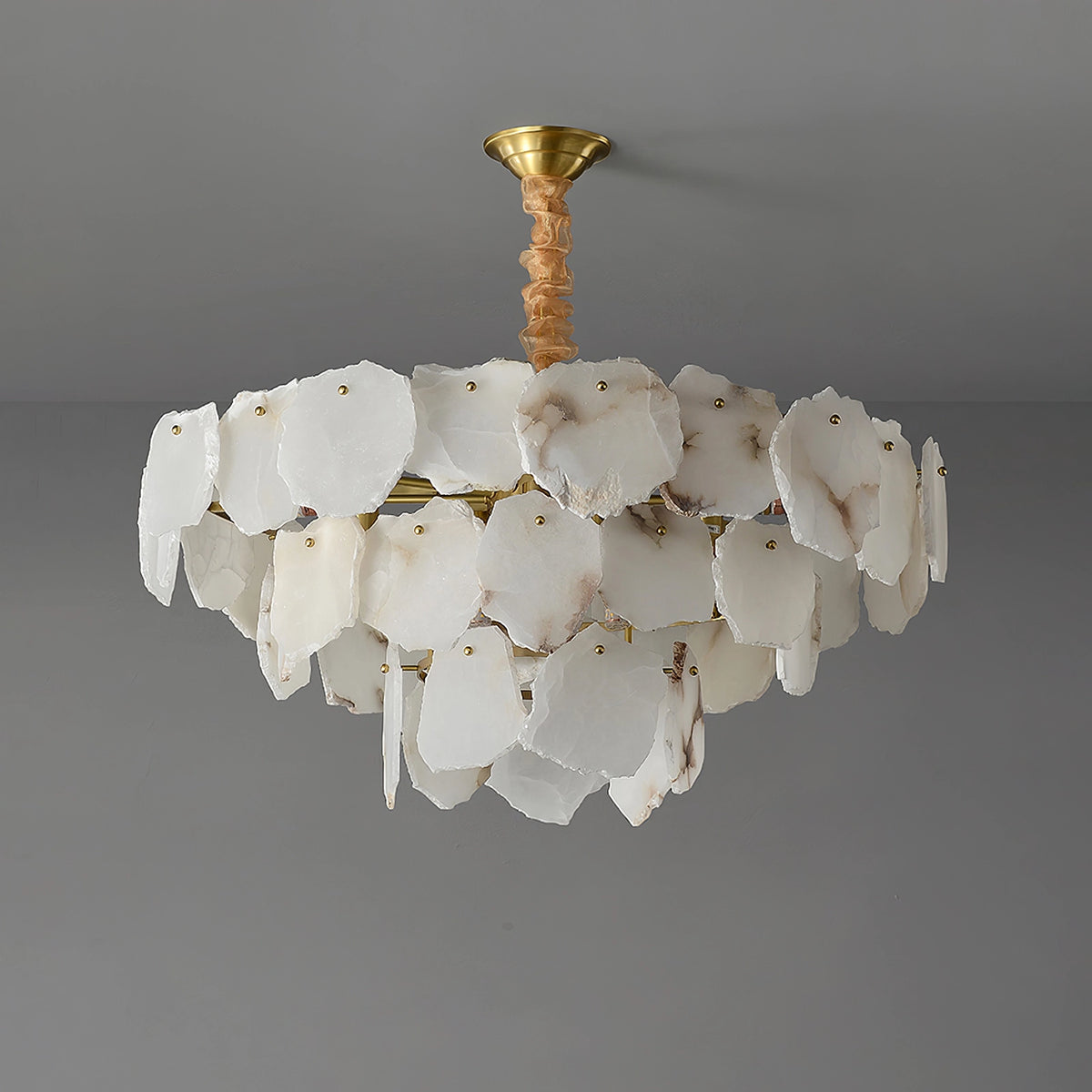 Multi-layer Alabaster Brass Chandelier