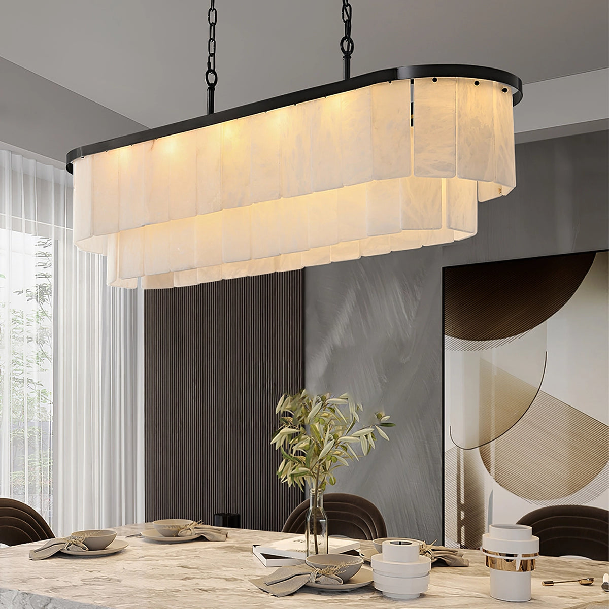 Multi-layer Alabaster Dinging Room Chandelier