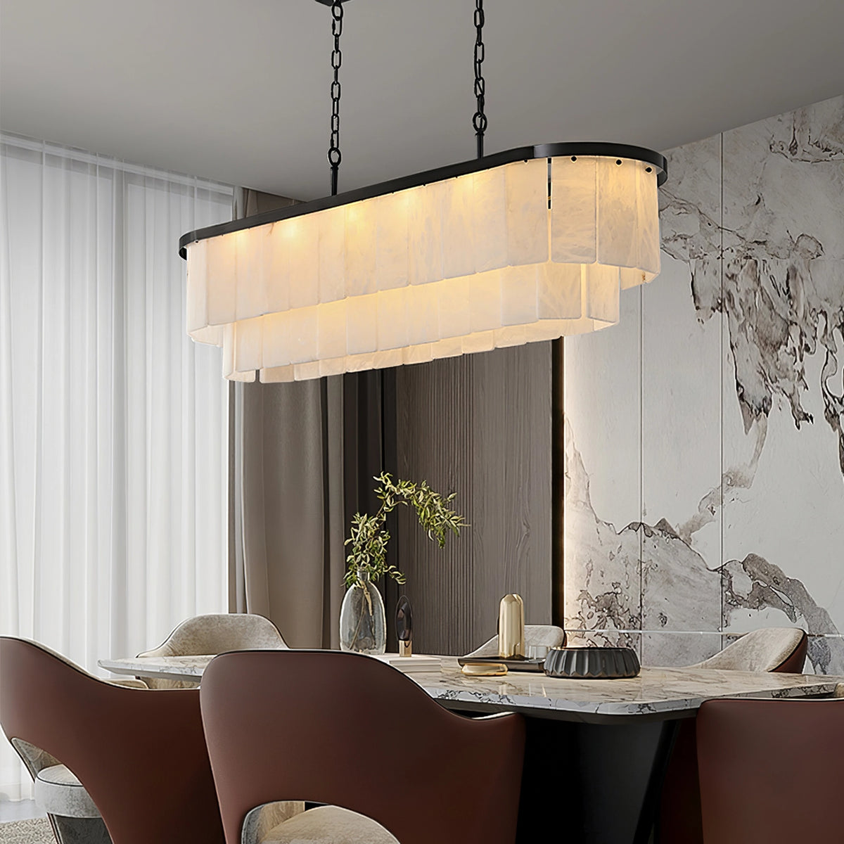 Multi-layer Alabaster Dinging Room Chandelier