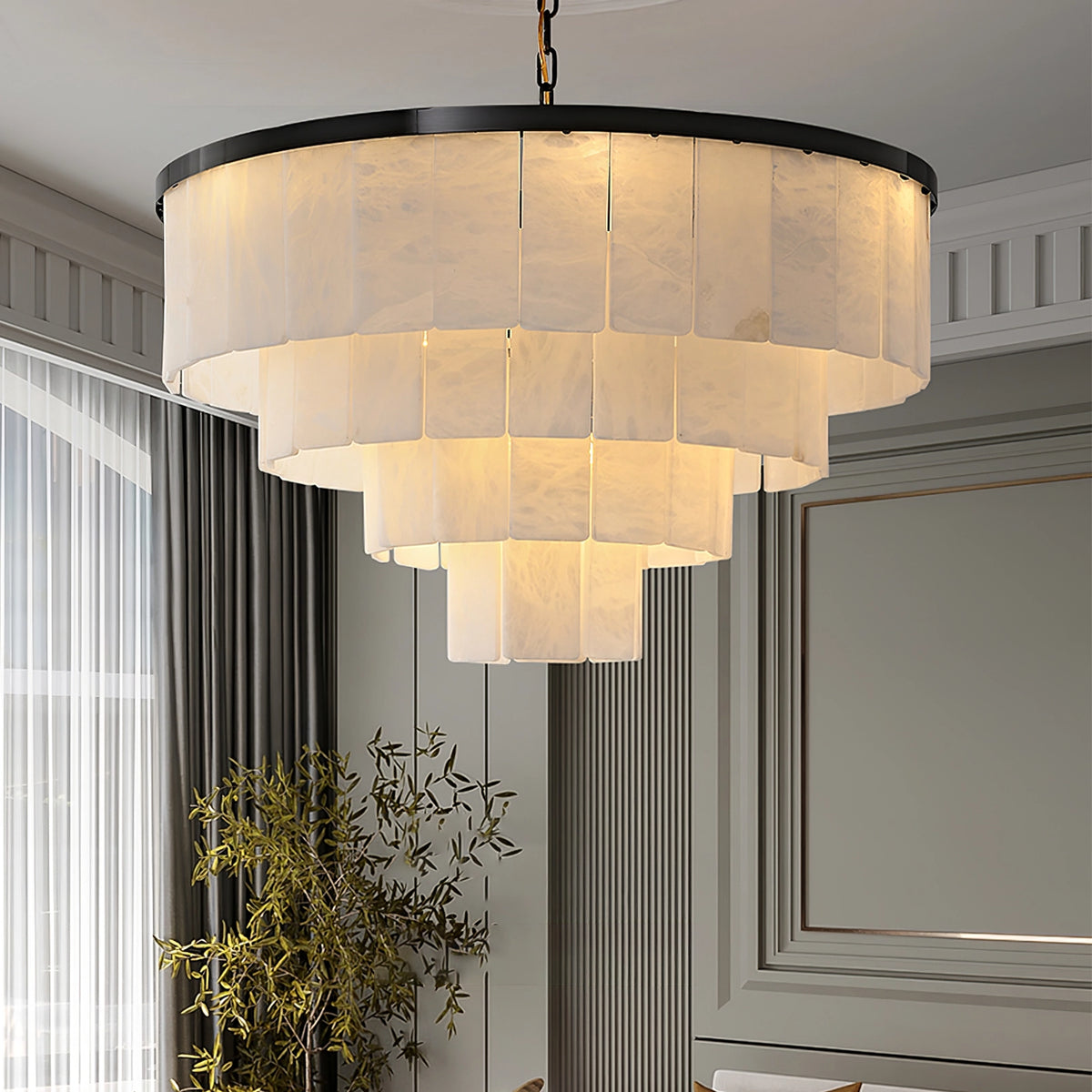 Multi-layer Moonshade Alabaster Chandelier