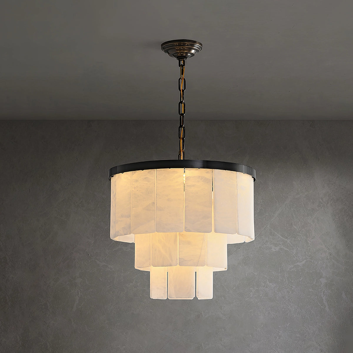Multi-layer Moonshade Alabaster Chandelier