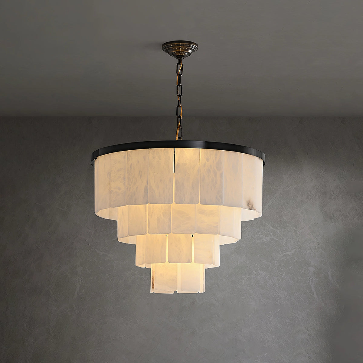 Multi-layer Moonshade Alabaster Chandelier