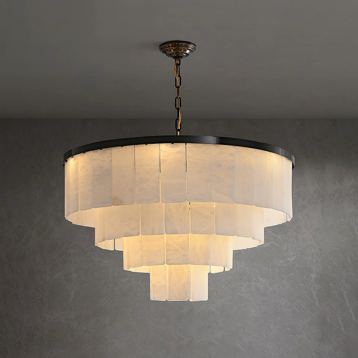 Multi-layer Moonshade Alabaster Chandelier