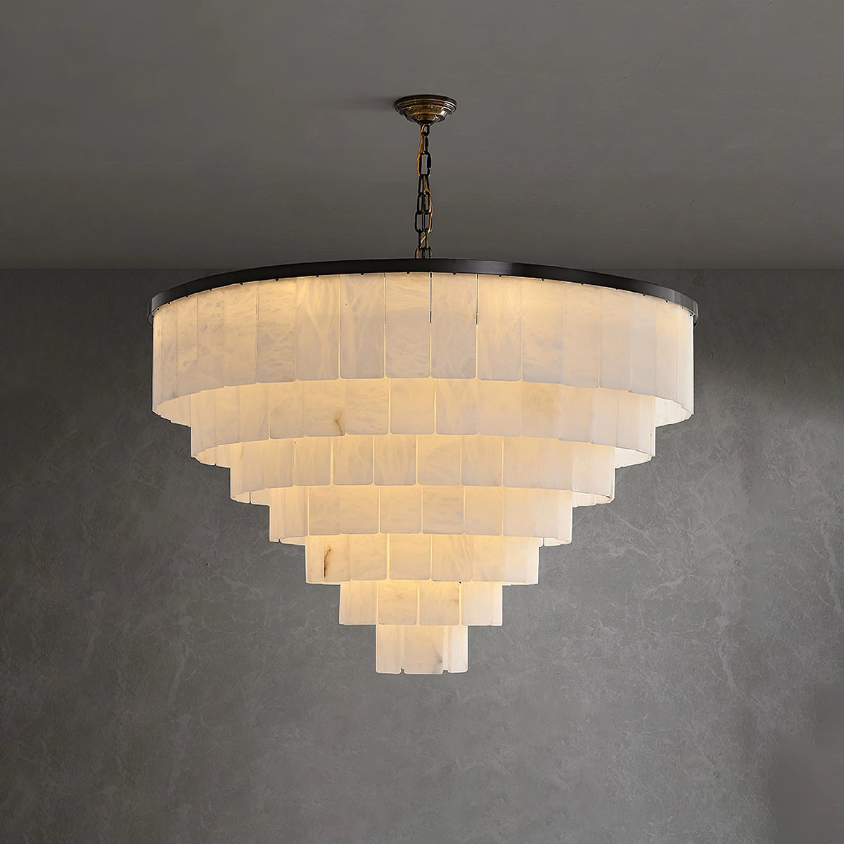 Multi-layer Moonshade Alabaster Chandelier