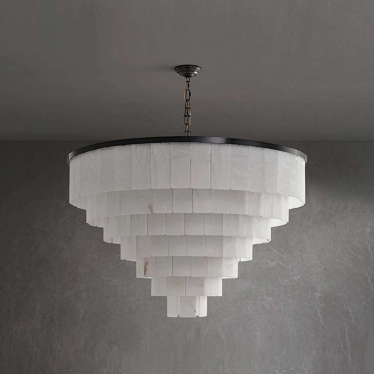 Multi-layer Moonshade Alabaster Chandelier