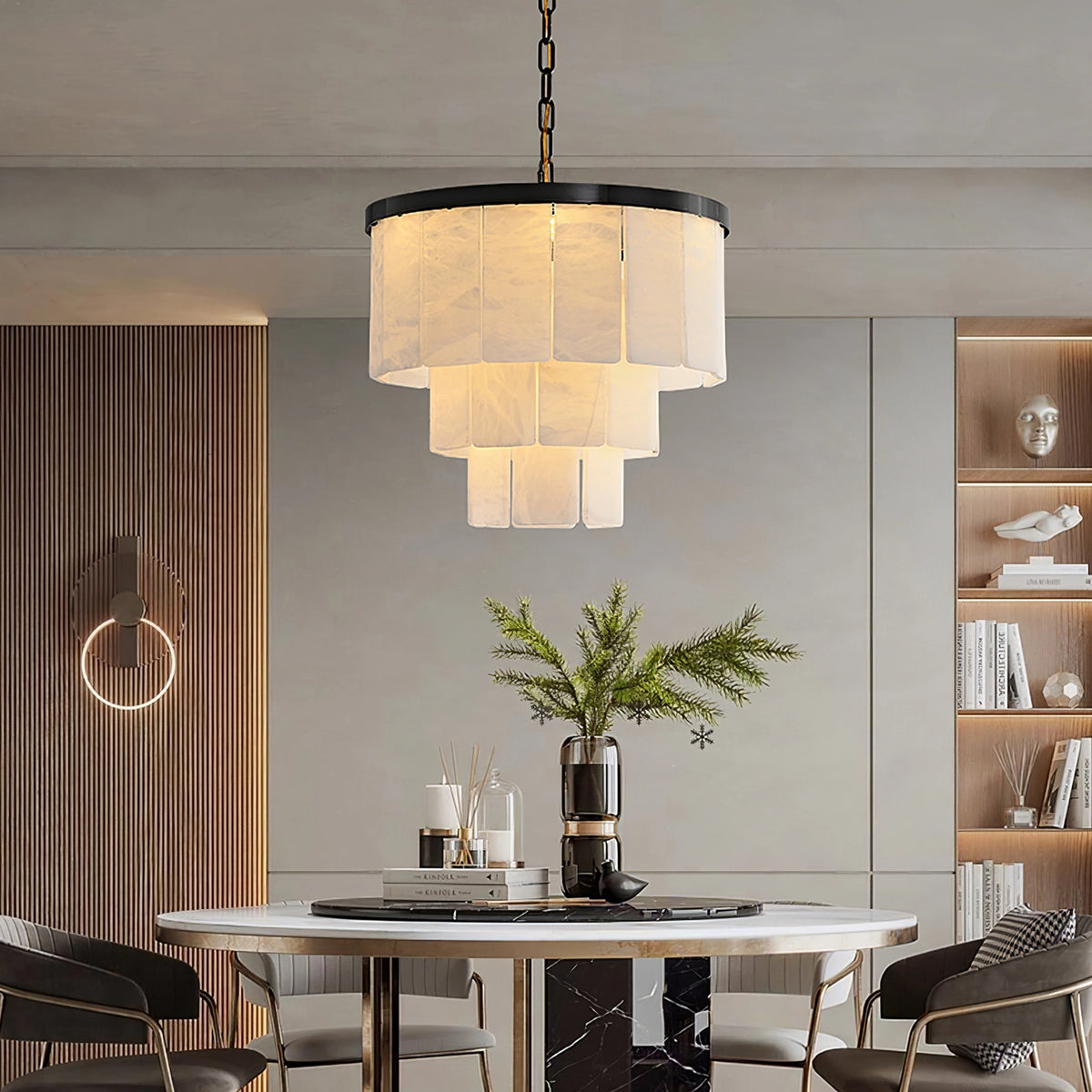 Multi-layer Moonshade Alabaster Chandelier