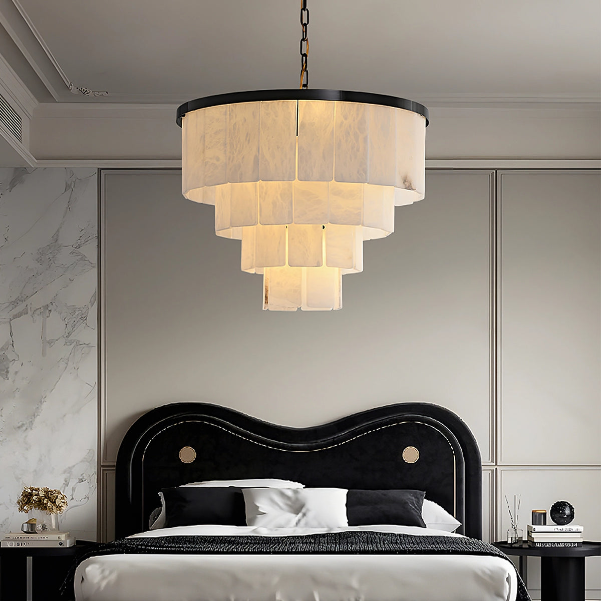 Multi-layer Moonshade Alabaster Chandelier