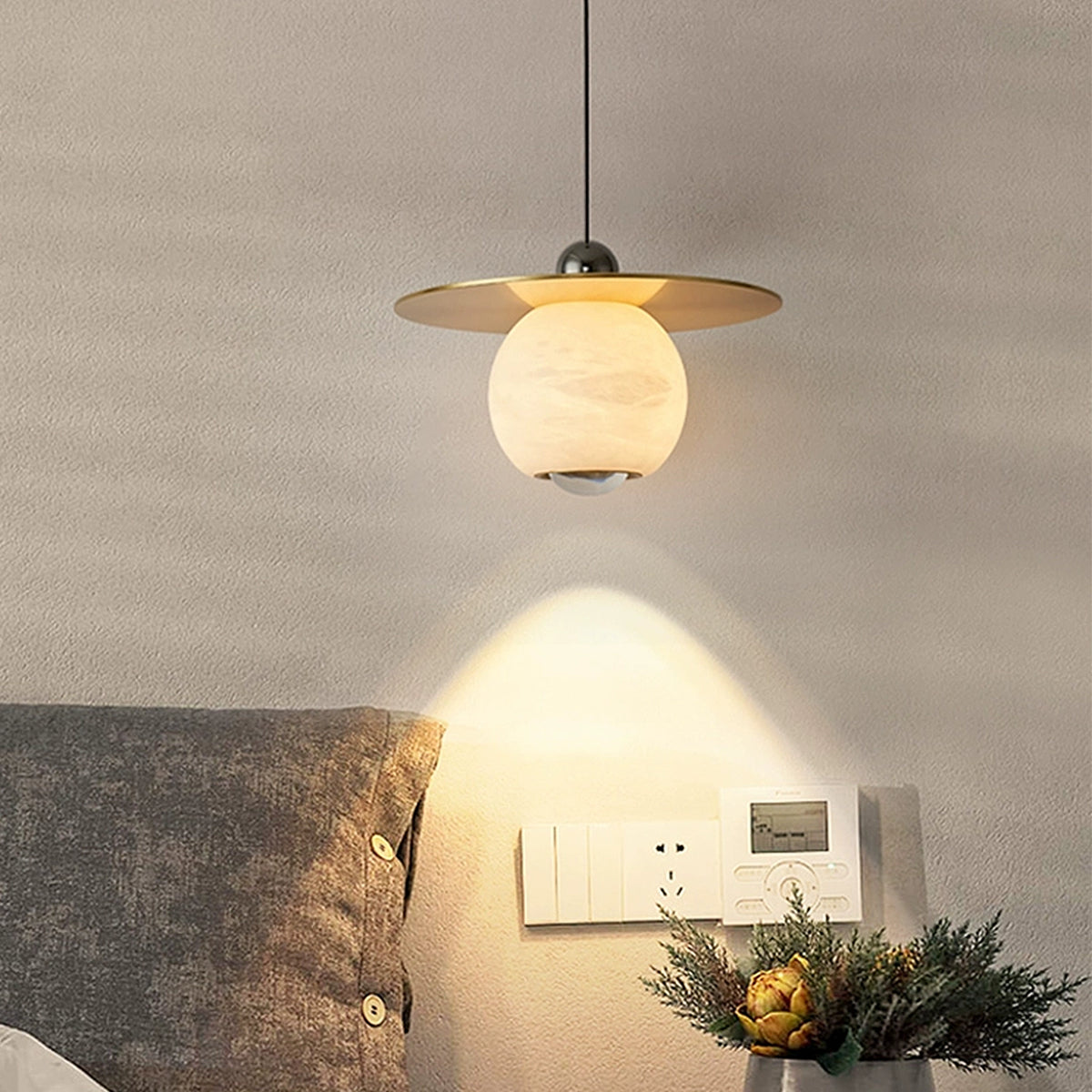 Natural Alabaster Brass Pendant Lamp