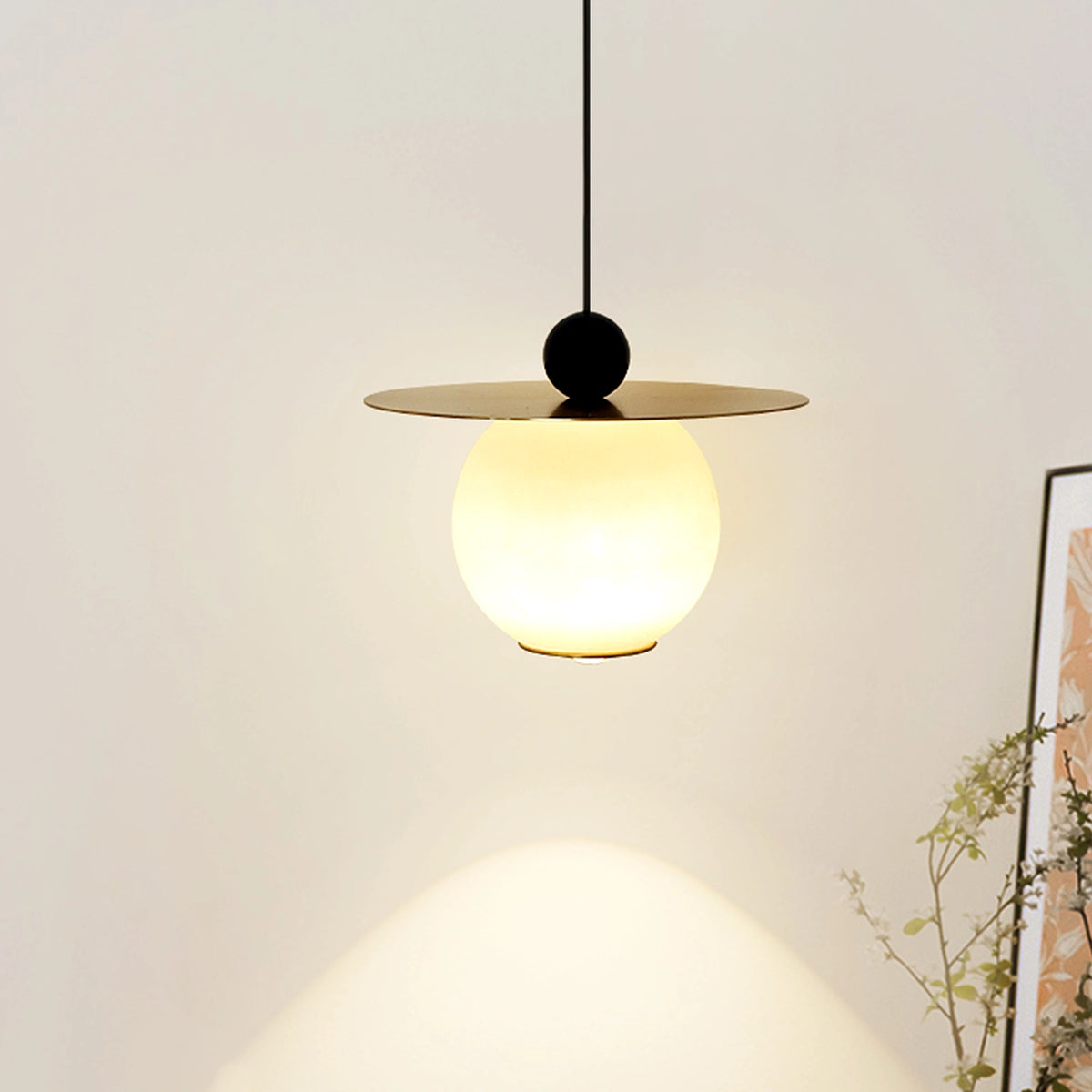 Natural Alabaster Brass Pendant Lamp