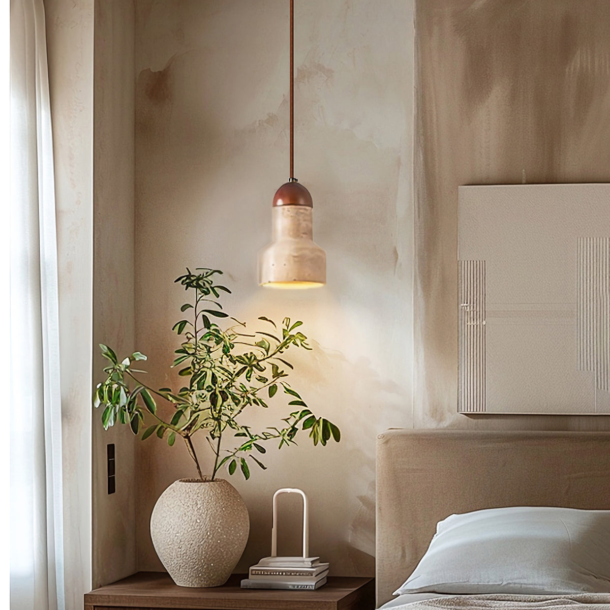 Natural Stone Dome Pendant Light