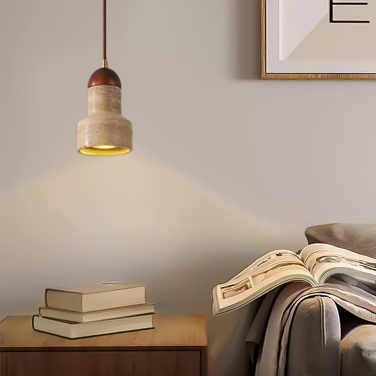 Natural Stone Dome Pendant Light