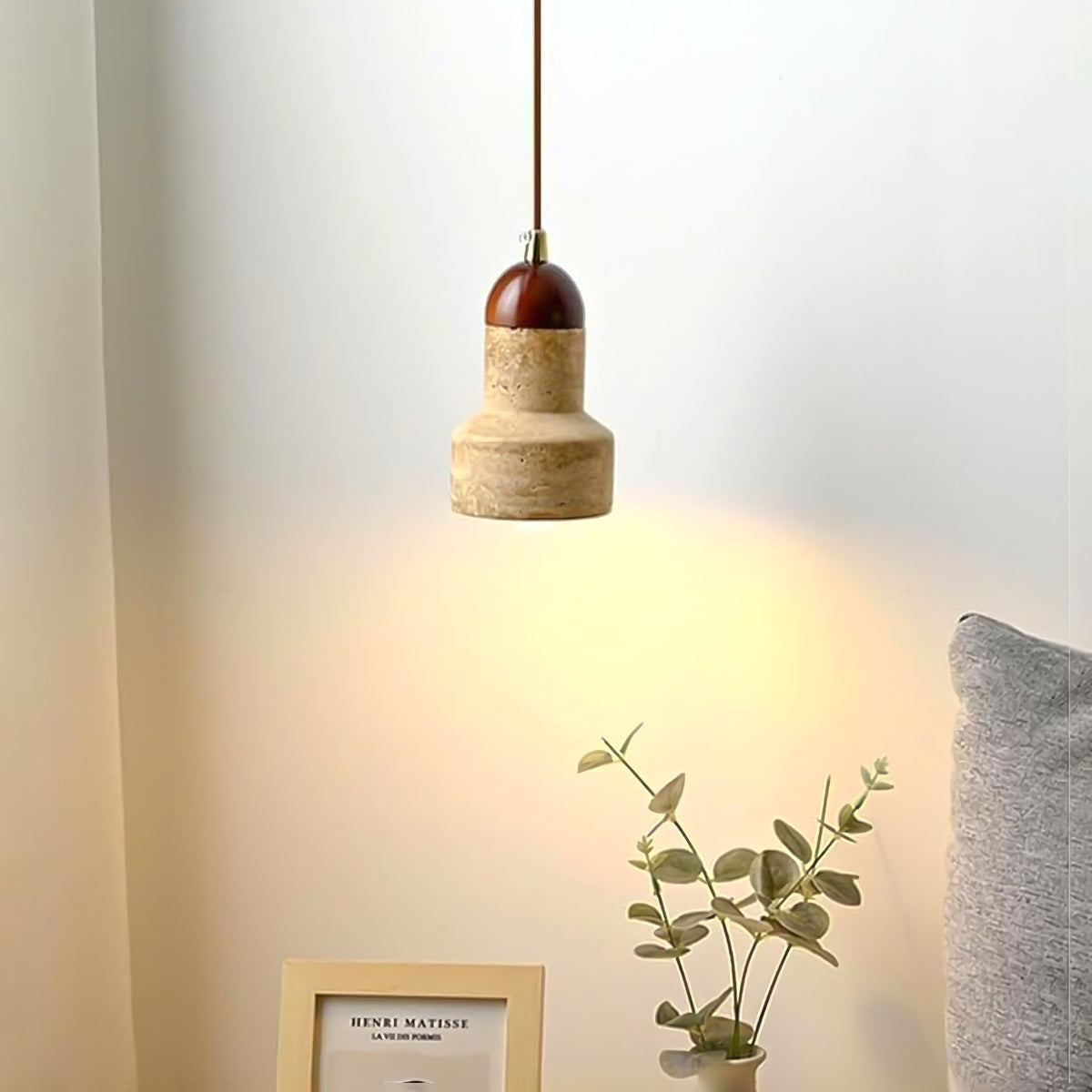 Natural Stone Dome Pendant Light