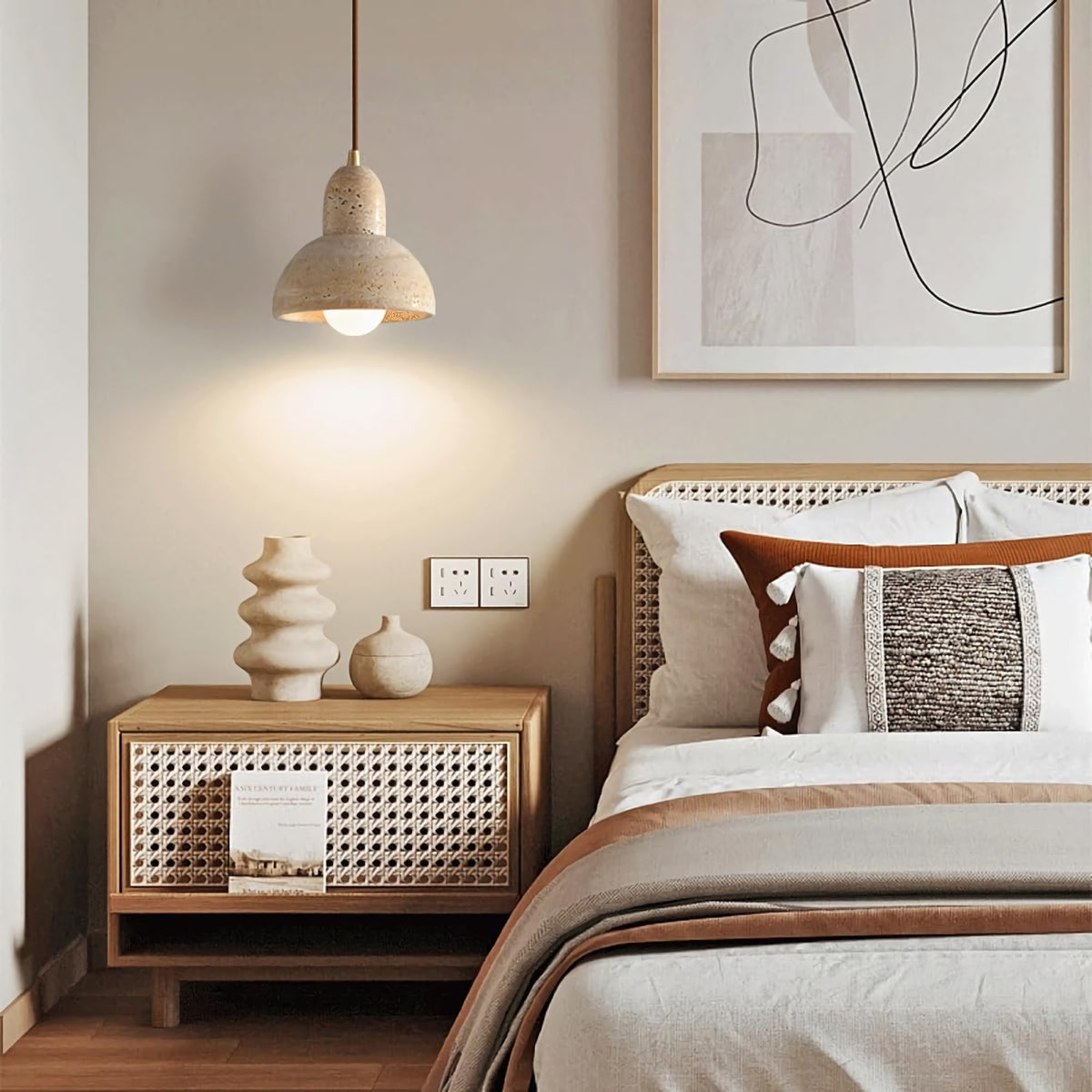 Natural Stone Dome Pendant Light