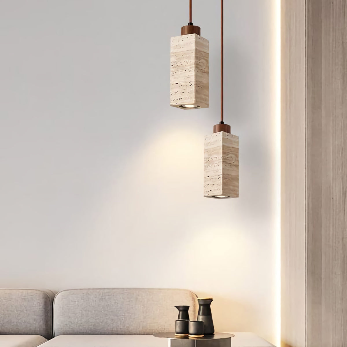 Natural Travertine GLigEt Pendant Light